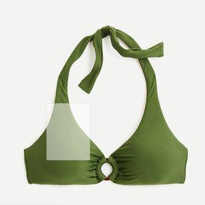 JCREW Women's Olive Green Hunter O Ring Halter Bikini Top